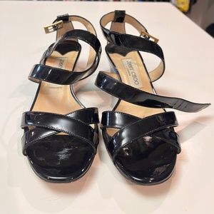 Jimmy Choo Black Patent Strappy Sandals